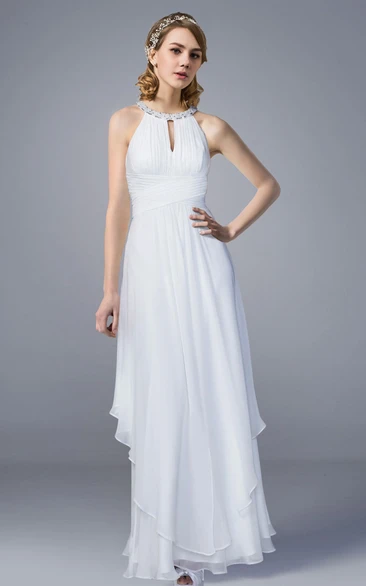 A-line Chiffon Wedding Dress with Jewel Neckline