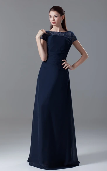 Crystal Detailing Bateau-Neck Maxi Dress