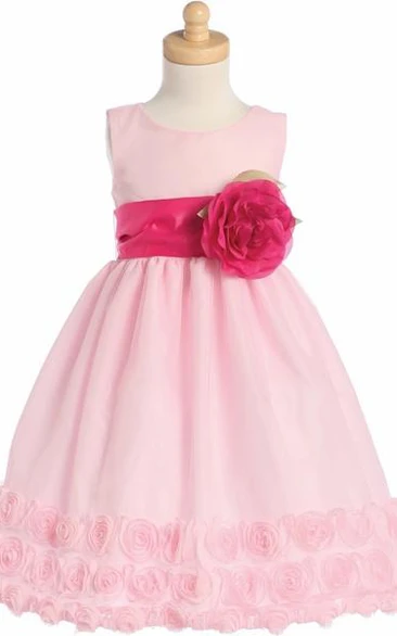 Tiered Tulle Tea-Length Flower Girl Dress Elegant Bridesmaid Dress