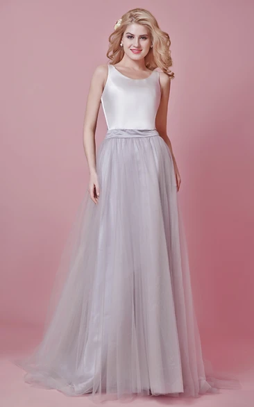 Long Sleeveless Tulle Colored Wedding Dress Modern & Unique