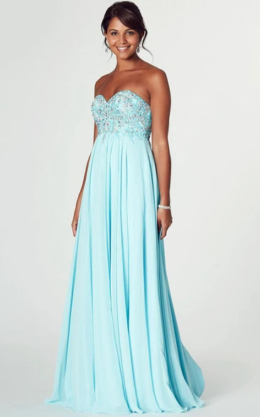 Sweetheart Beaded Chiffon Prom Dress Sleeveless