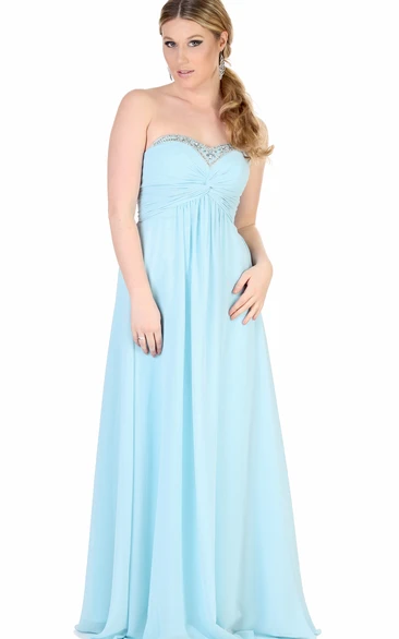 Empire Sweetheart Chiffon Bridesmaid Dress Sleeveless and Beaded