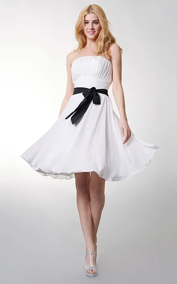 Empire Strapless Bridesmaid Dress with Bow in Chiffon