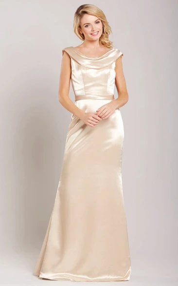 Satin Cowl Neck Bridesmaid Dress with Low-V Back Classy Bridesmaid Dress