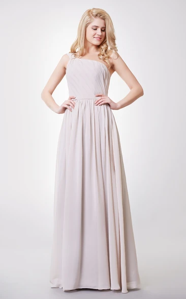 One Shoulder Pleated A-line Chiffon Bridesmaid Dress Elegant & Modern