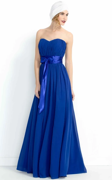 Strapless A-Line Chiffon Bridesmaid Dress with Ruched Bow