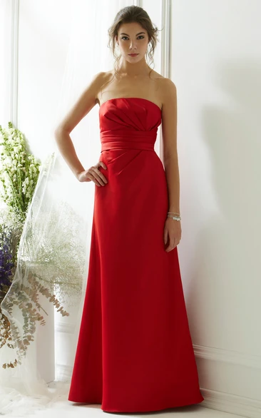 Strapless Satin Bridesmaid Dress with Ruched Bodice Classy Dress for Bridesmaids