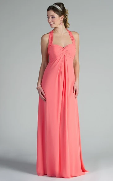 Empire Sweetheart Chiffon Bridesmaid Dress with Straps Long A-Line