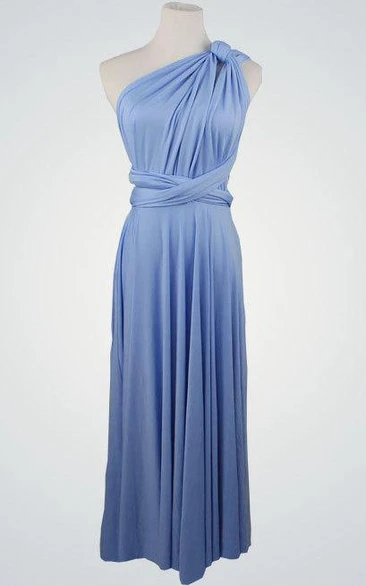 Blue Short Bridesmaid Infinity Dress Flowy Pleated Sequin Strapless