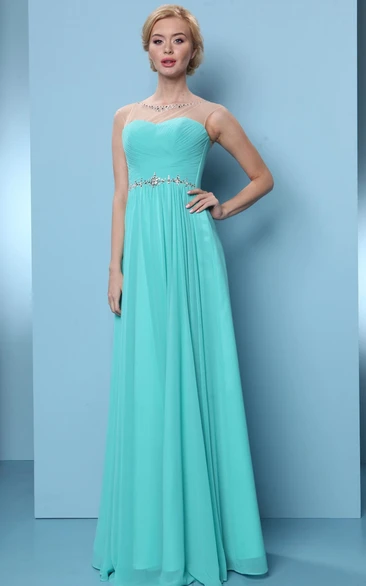 Sleeveless Chiffon Bridesmaid Dress Bateau Neck Criss-Cross