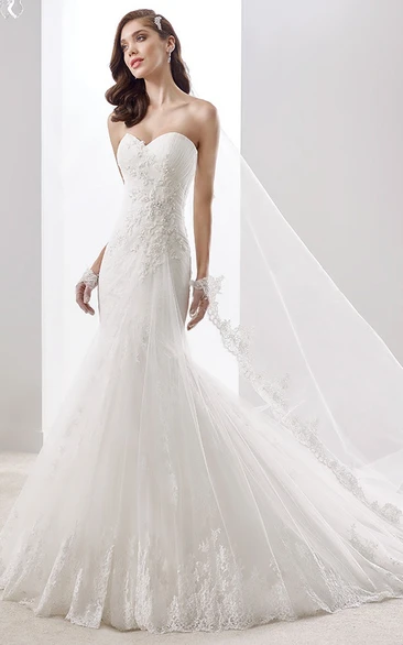 Mermaid Bridal Gown with Cap Sleeves and Illusive Lace Panel in Scooped-Neck Design