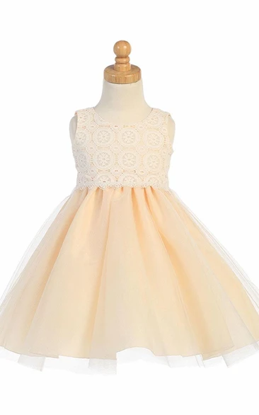 Tiered Tulle&Lace Flower Girl Dress Floral Tiered Tulle&Lace Flower Girl Dress