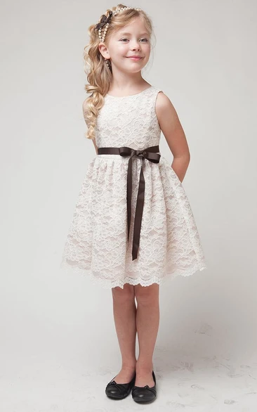 Lace Tiered Midi Flower Girl Dress Elegant Wedding Dress