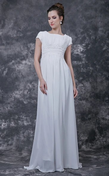 Lightweight Chiffon Ruched Wedding Dress with Simple Top