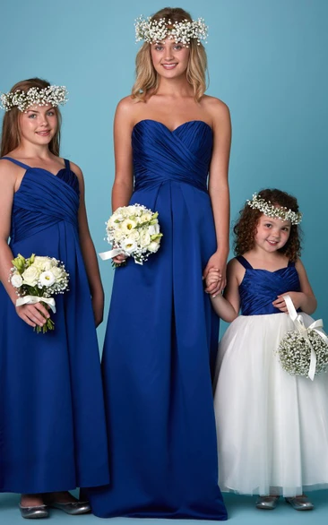 Satin Sleeveless Bridesmaid Dress with Criss-Cross Sweetheart Neckline