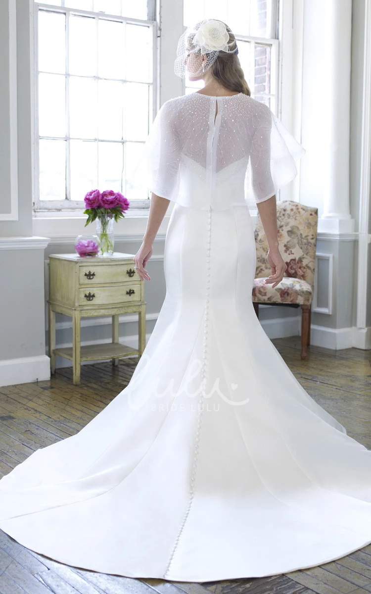 Mermaid Sweetheart Wedding Dress with Beading and Broach Satin Bridal Gown