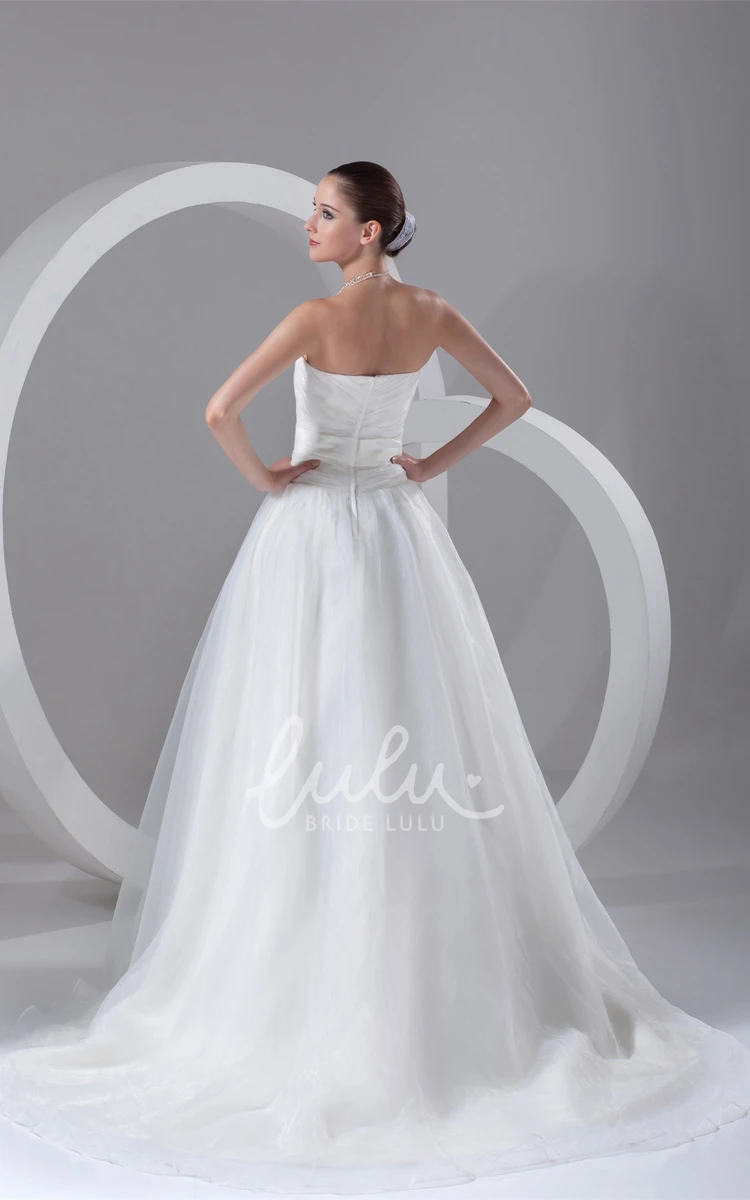 Maxi Strapless A-Line Ruched Wedding Dress with Sweep Train