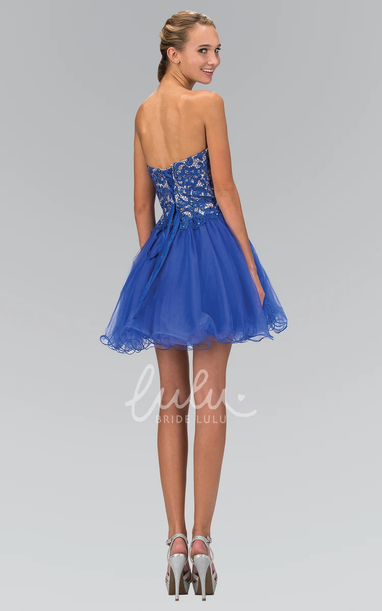 Lace-Up A-Line Tulle Bridesmaid Dress with Sweetheart Neckline and Appliques