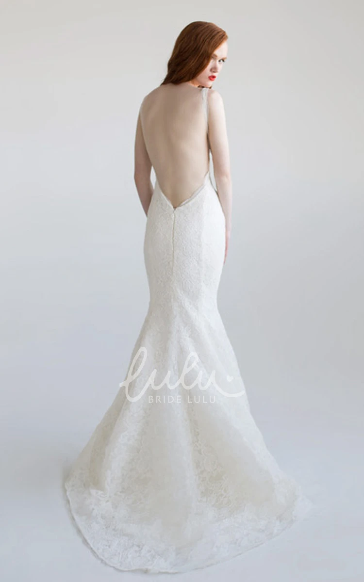 Sheath Lace Wedding Dress Appliqued V-Neck Floor-Length Elegant