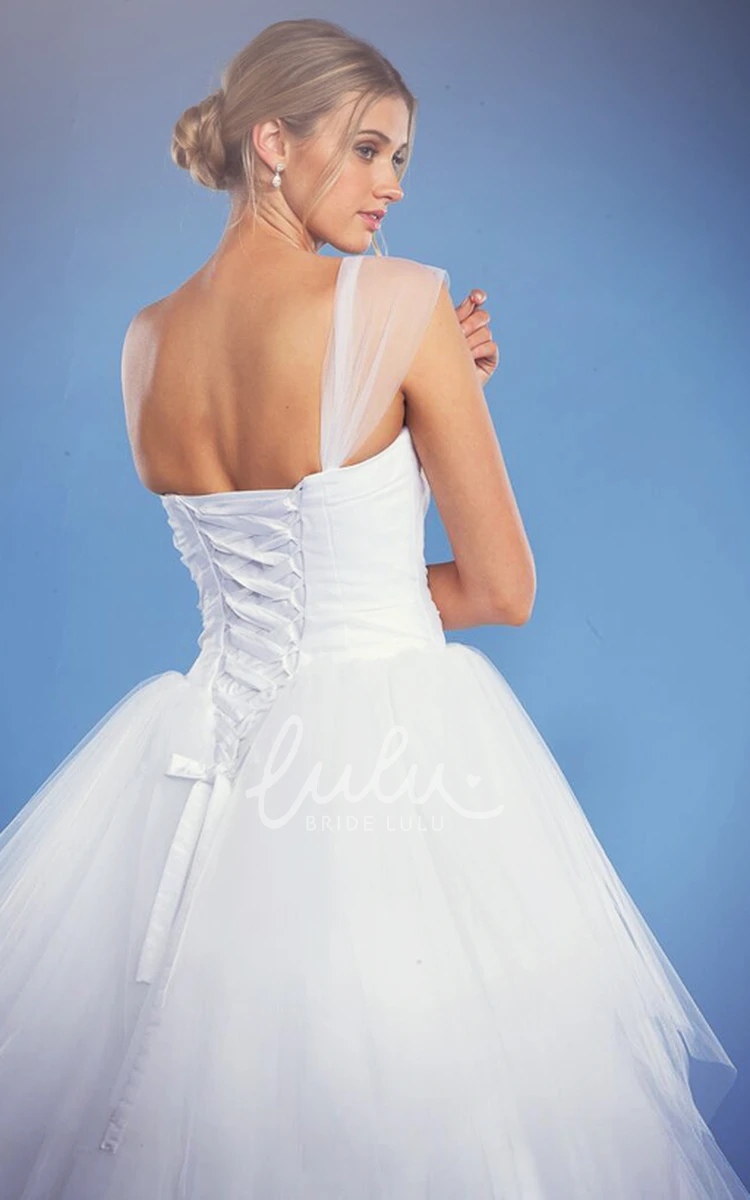 Ruched Tulle One-Shoulder Ball Gown Wedding Dress Glamorous Wedding Dress