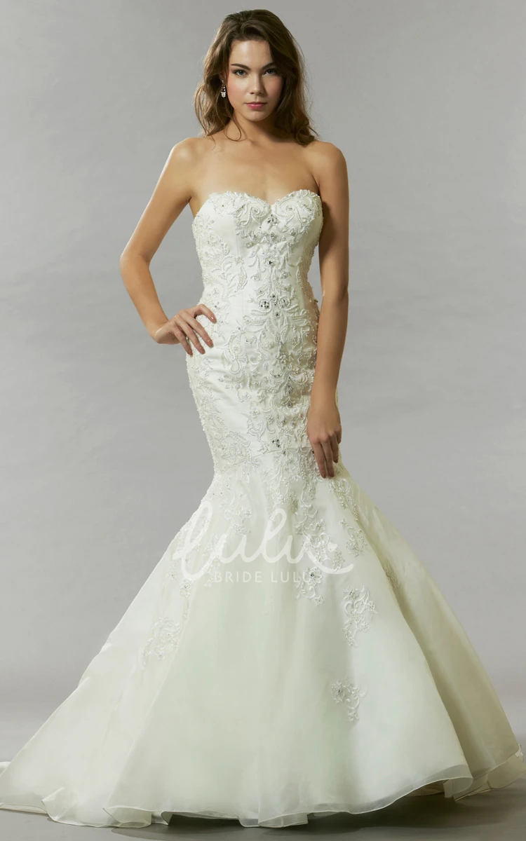 Sweetheart Trumpet Wedding Dress with Backless Style Beaded Bridal Gown