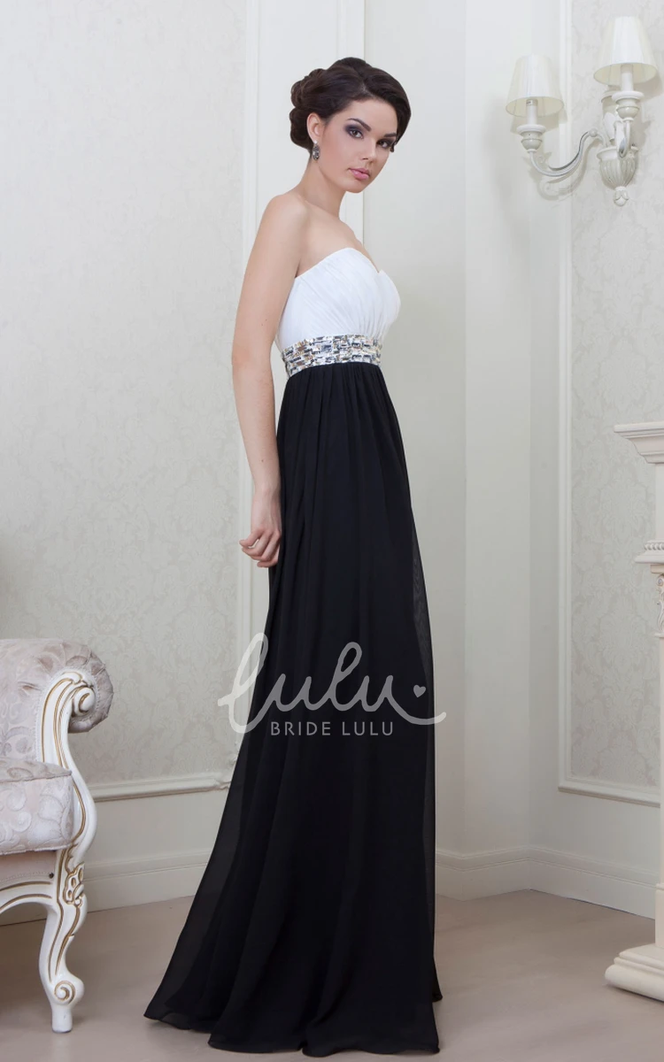 Chiffon Sweetheart Evening Dress with Waist Jewelry Floor-Length