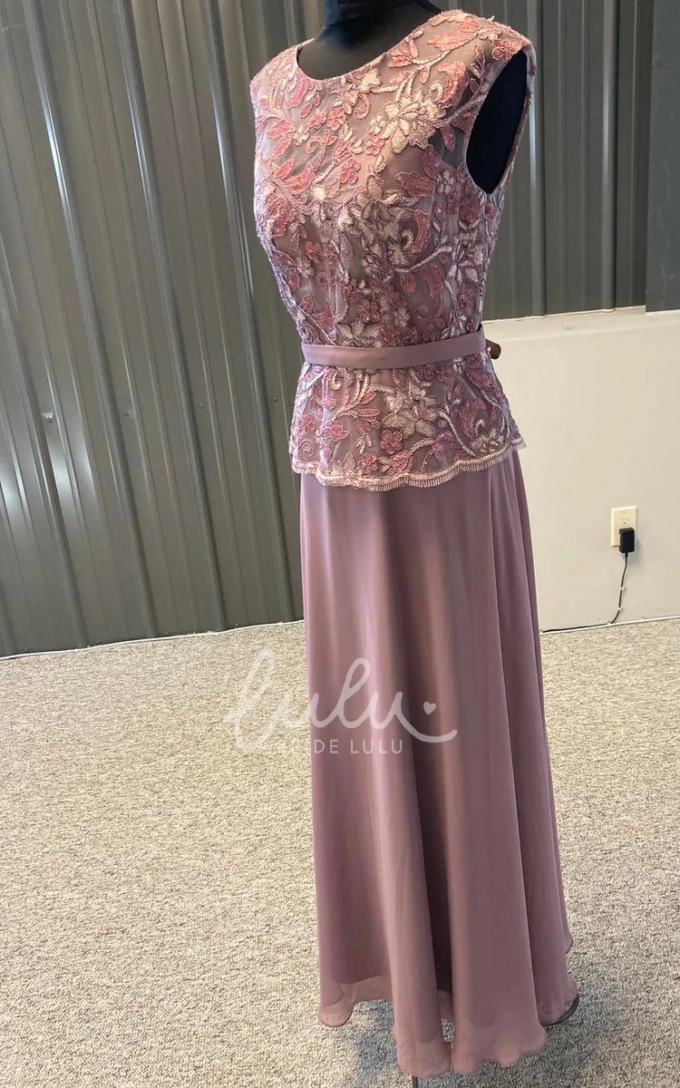Elegant Chiffon A-Line Mother of the Bride Dress with Jewel Neckline and Appliques