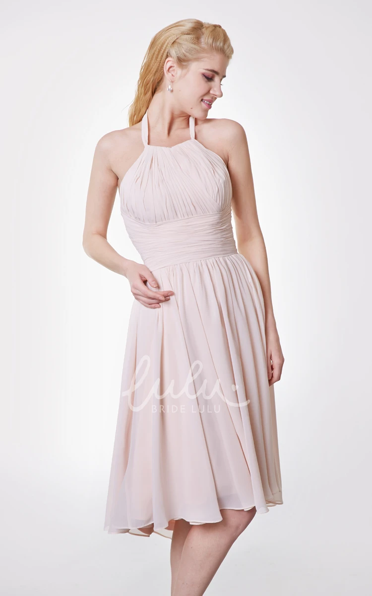 Halter High Low Bridesmaid Dress Simple Empire Sleeveless