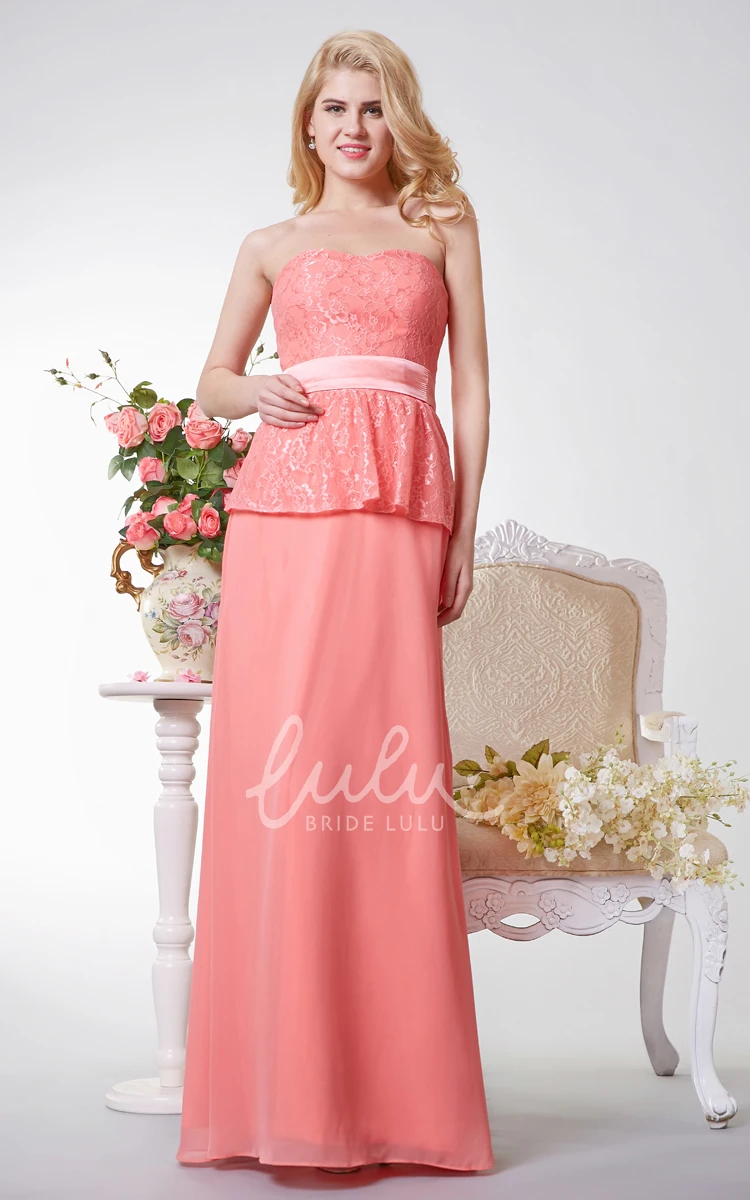 Backless A-line Chiffon Bridesmaid Dress with Lace and Sash