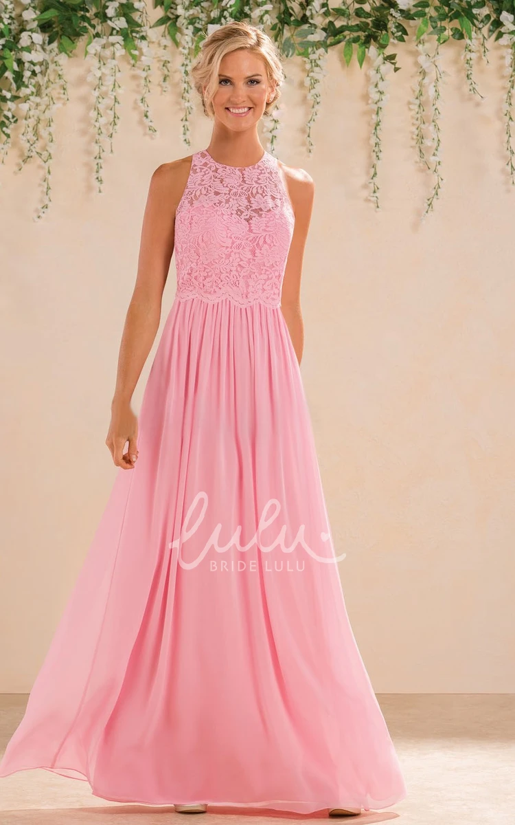 Detachable Lace Style Chiffon A-Line Bridesmaid Dress Sleeveless