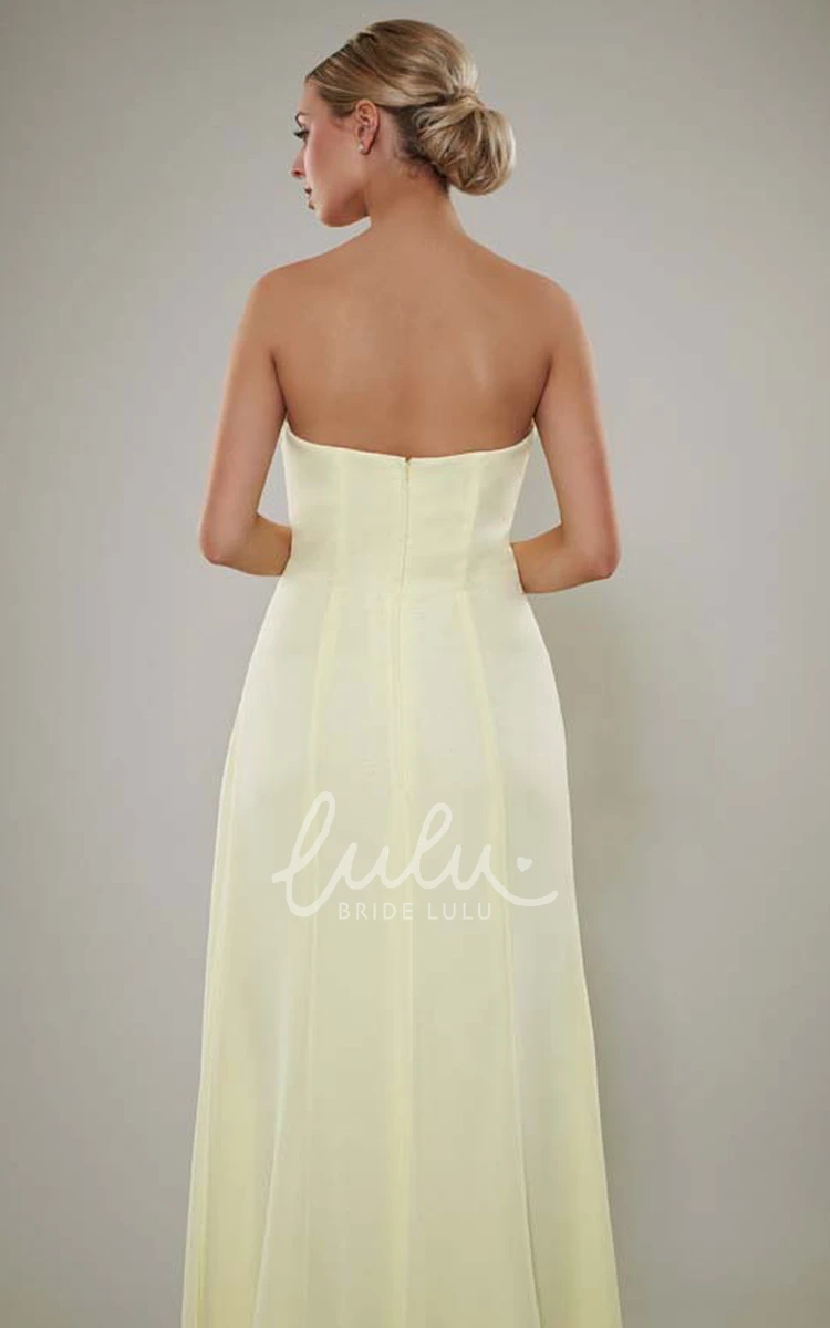 Strapless Ruched Chiffon Bridesmaid Dress Simple and Elegant Dress for Bridesmaids