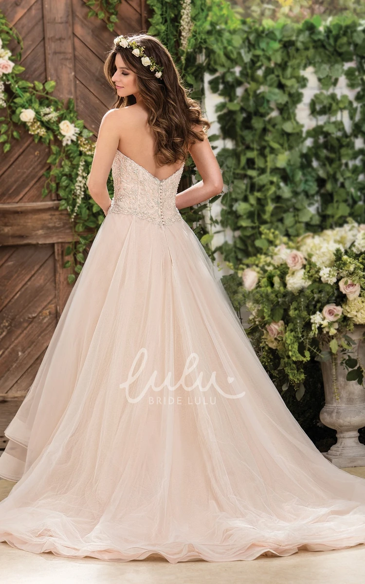 Beaded A-Line Wedding Dress with Sweetheart Neckline and Tiered Skirt