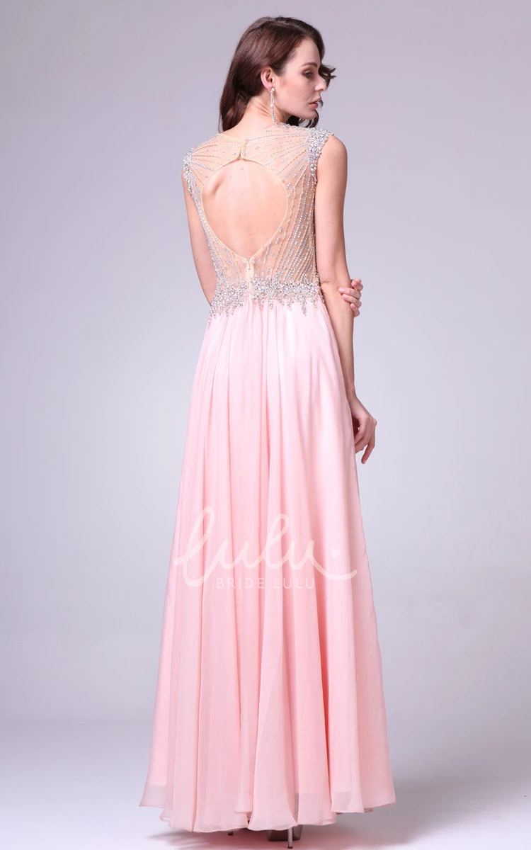 Chiffon A-Line Sleeveless Dress with Beading and Pleats Bridesmaid Dress