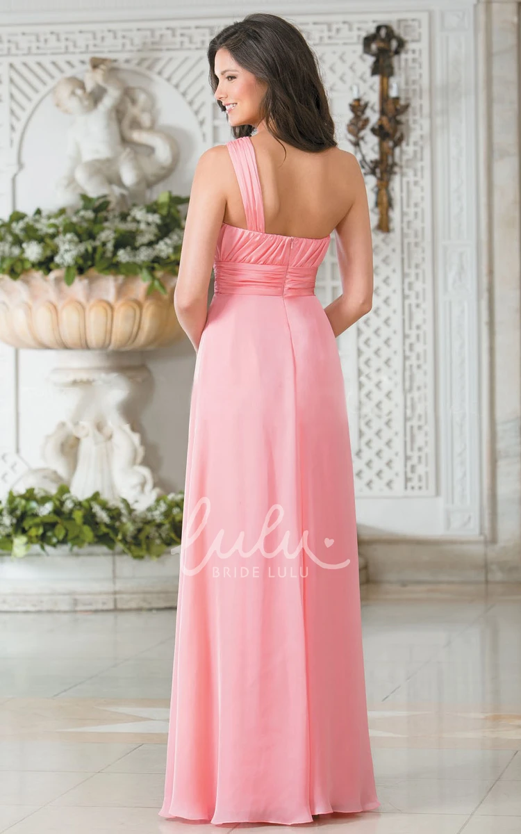 Flowy Chiffon One-Shoulder A-Line Bridesmaid Dress With Pleats 2024 Women Elegant