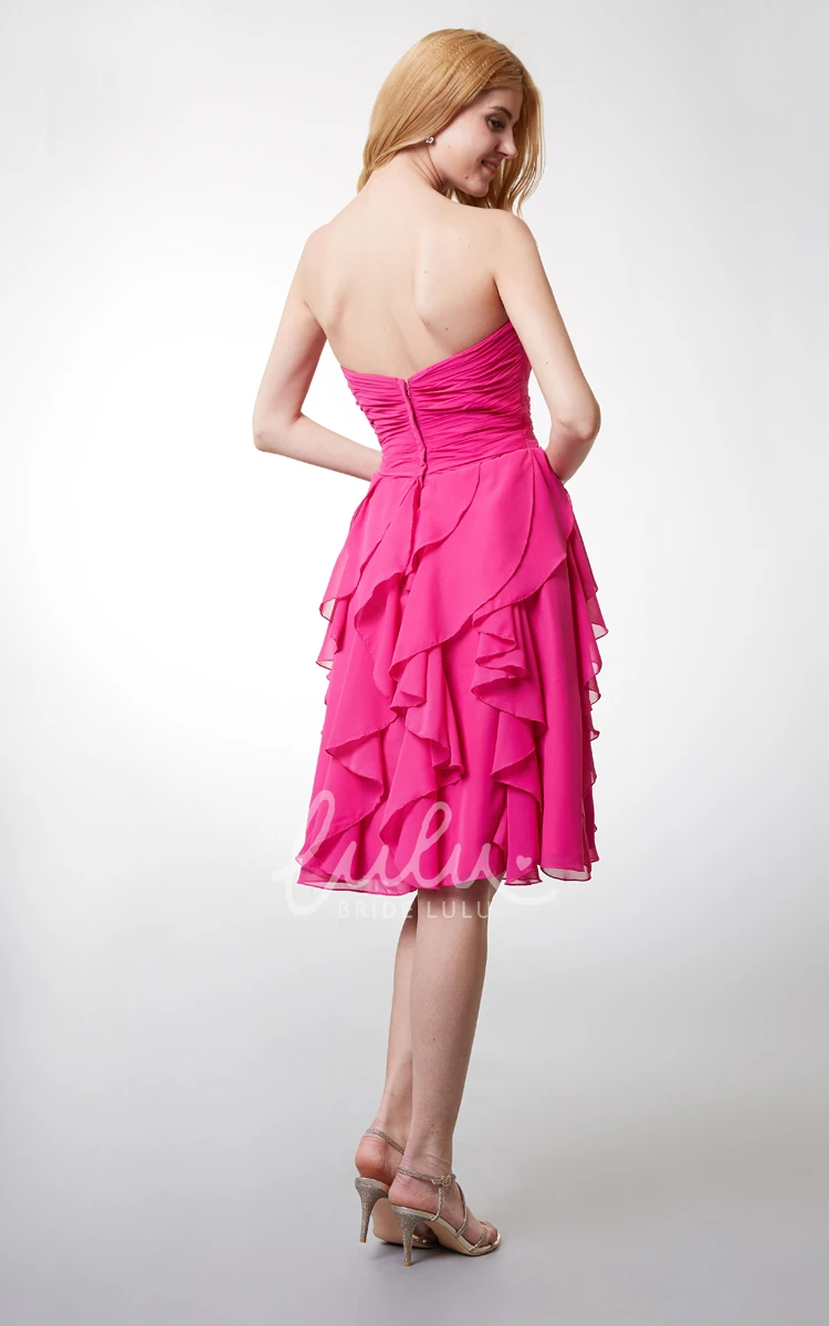 Ruffled Skirt Sweetheart Chiffon Dress Unique Bridesmaid Dress