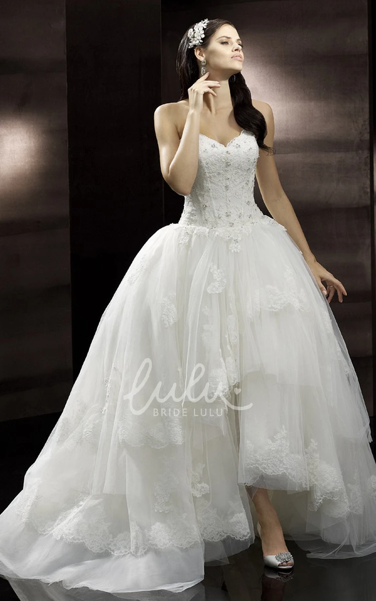 Tiered Tulle Sweetheart High-Low Wedding Dress With Court Train Unique Bridal Gown 2025