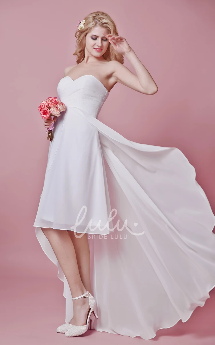 Sweetheart High-low Chiffon Wedding Dress with Chic Style