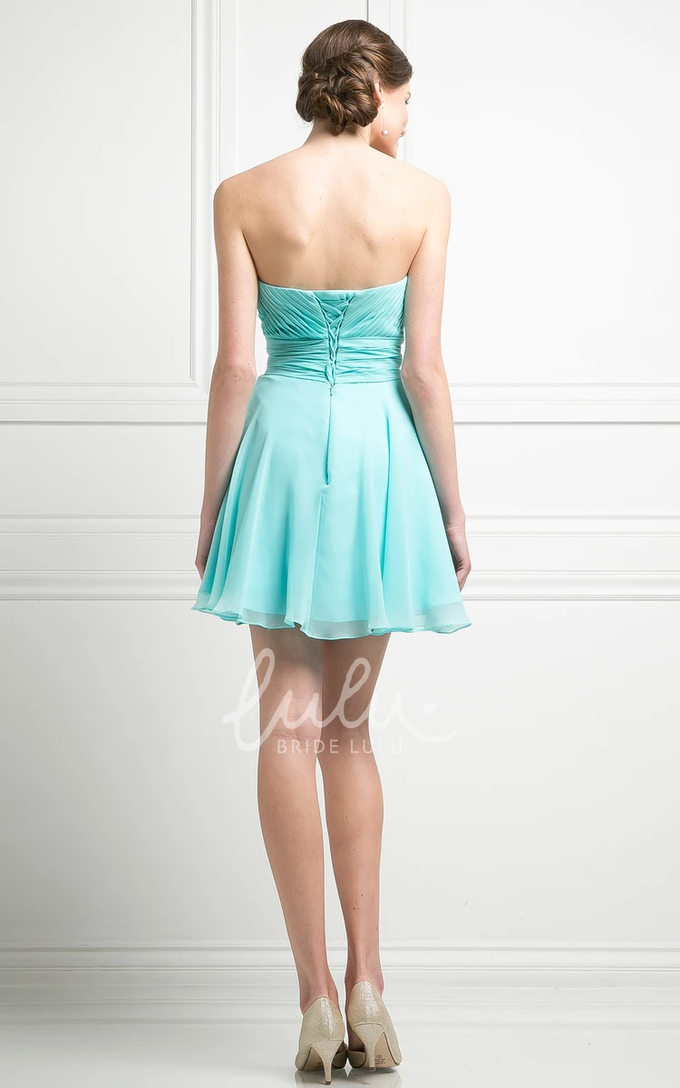 Sweetheart Corset Back A-Line Chiffon Prom Dress with Flower