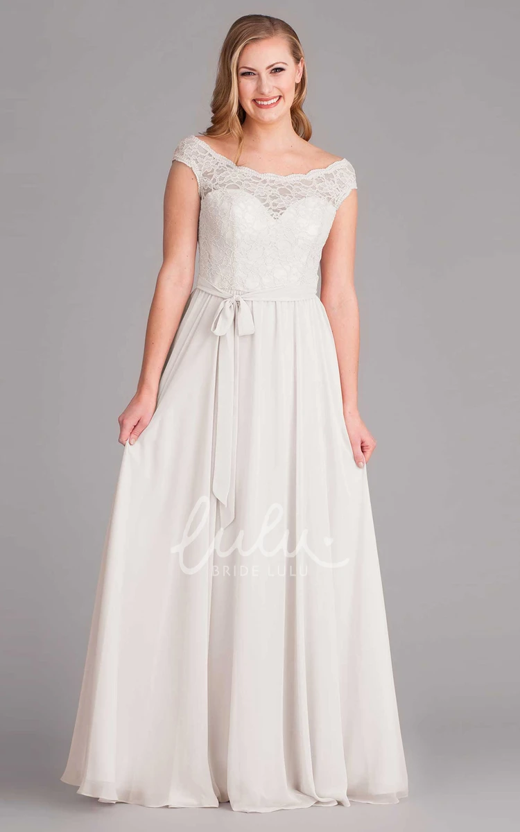 Sleeveless Chiffon Wedding Dress Lace V-Neck Modern