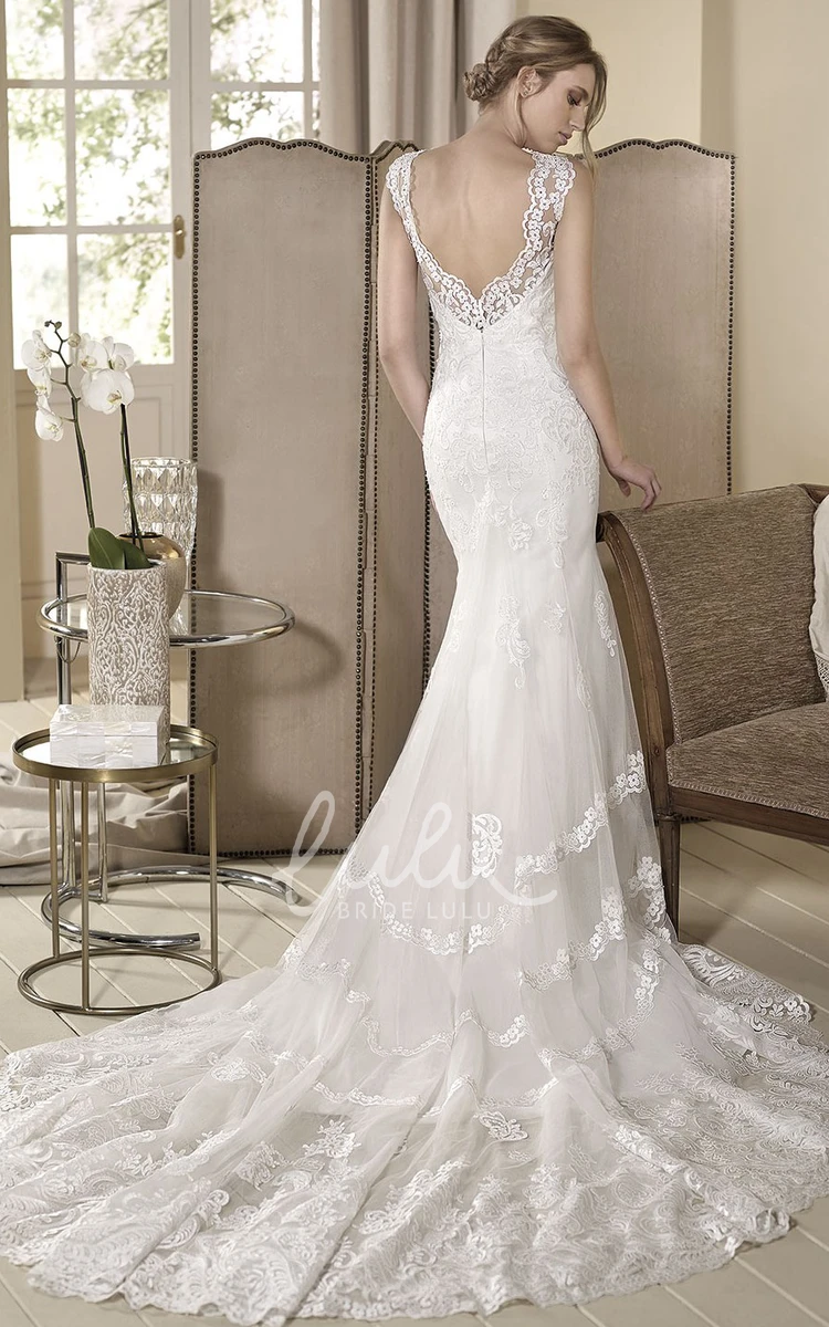 Sleeveless Lace Sheath Floor-Length Wedding Dress