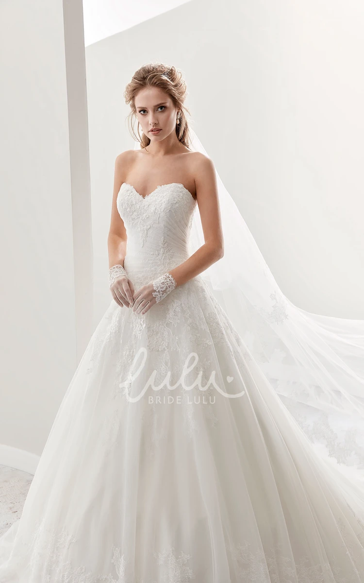 Classic A-Line Lace Wedding Dress with Brush Train