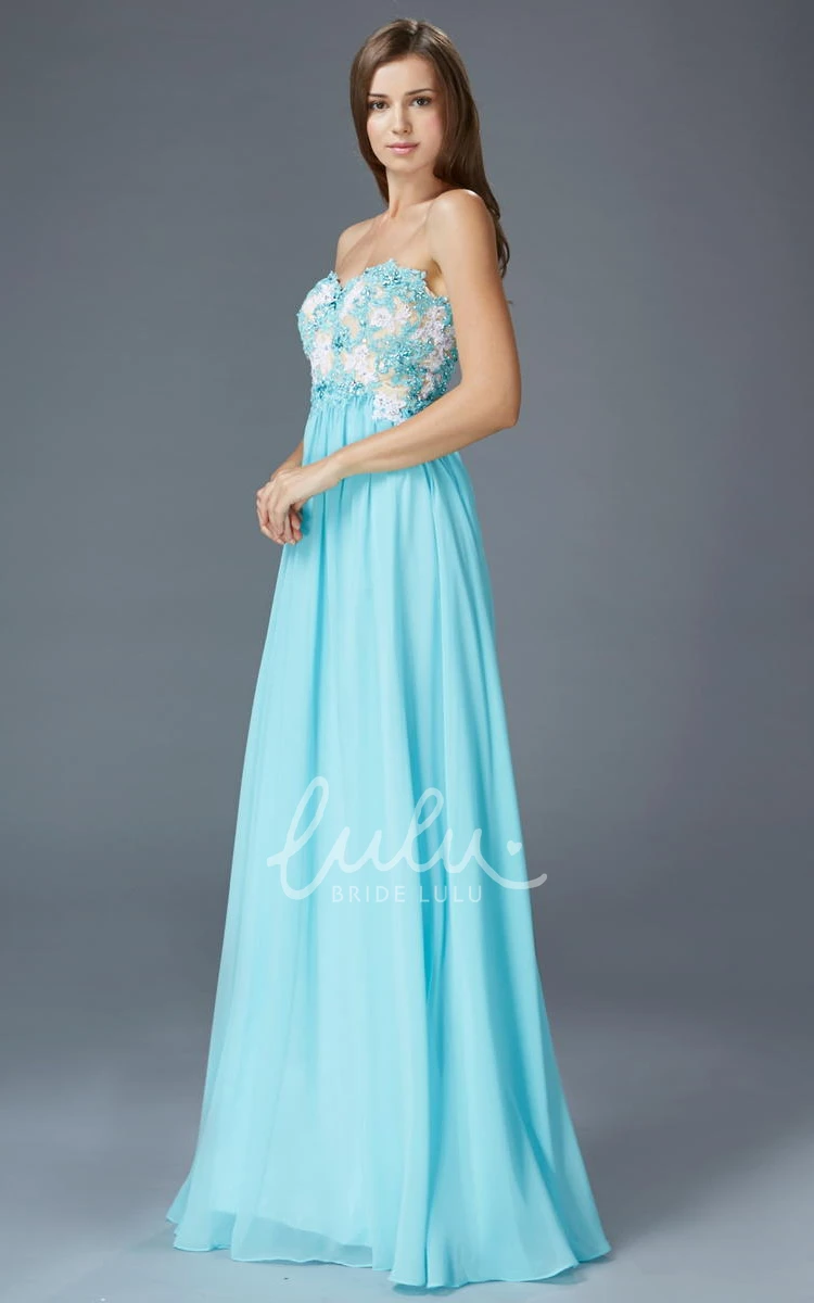 Applique Empire Sweetheart Maxi Bridesmaid Dress in Chiffon