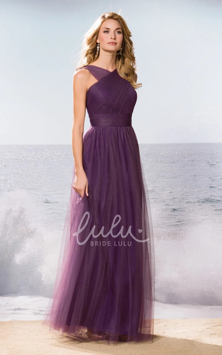 Sleeveless A-Line Tulle Bridesmaid Dress With Crisscross Style Unique Sleeveless A-Line Tulle Bridesmaid Dress with Crisscross Style
