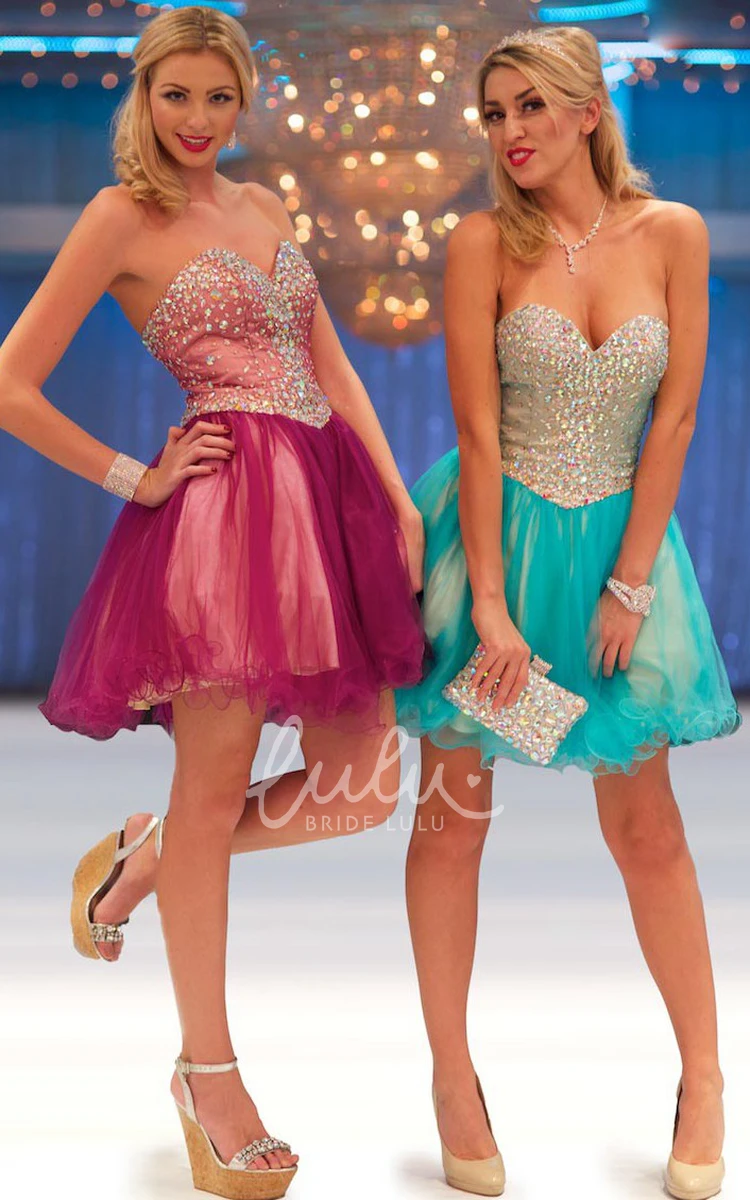 Beaded A-Line Strapless Prom Dress with Tulle Skirt