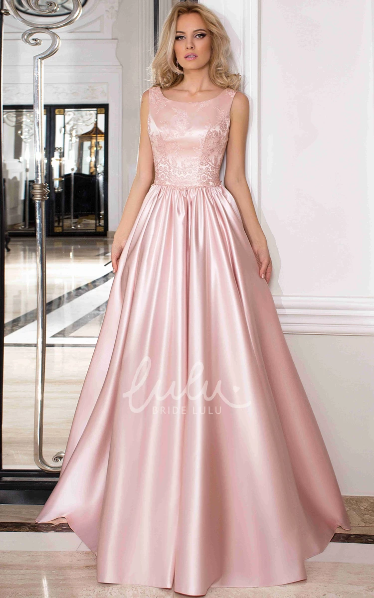 Satin A-Line Bridesmaid Dress with Embroidery and Low-V Back