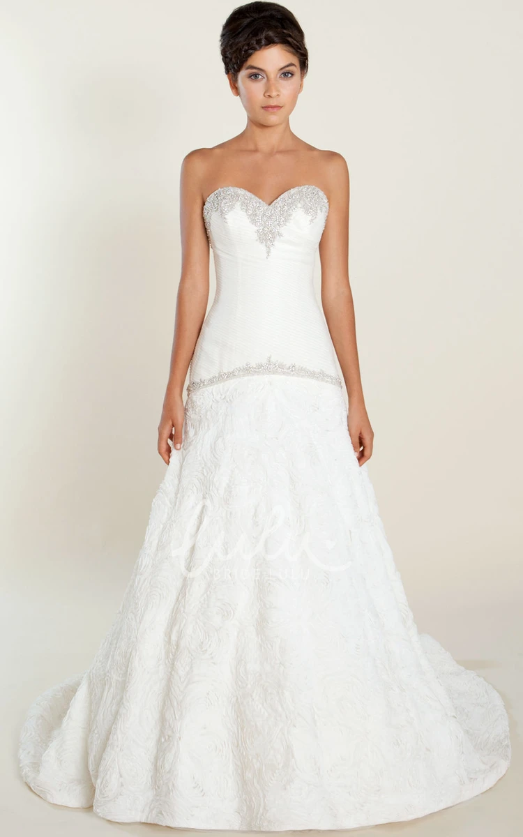 Lace A-Line Sweetheart Wedding Dress with Jeweled Embellishments Romantic Bridal Gown