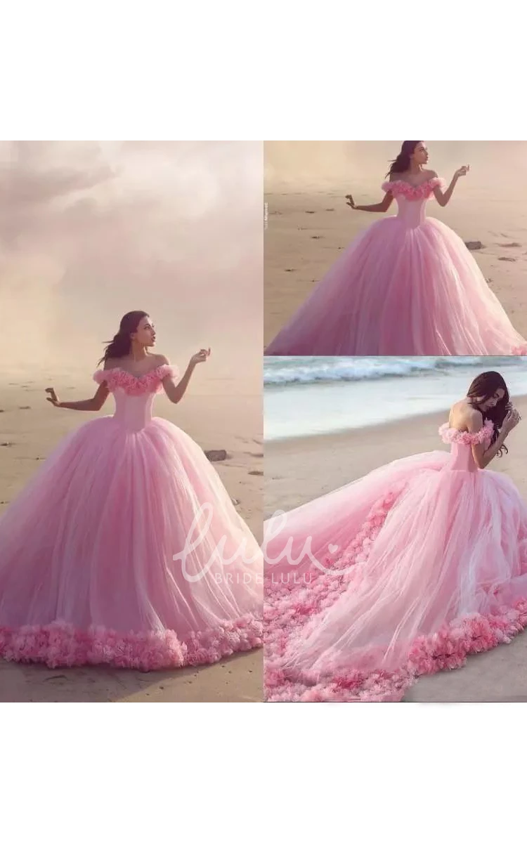 Long Sleeve Illusion Lace Ball Gown with Off-the-shoulder Neckline Formal Dress