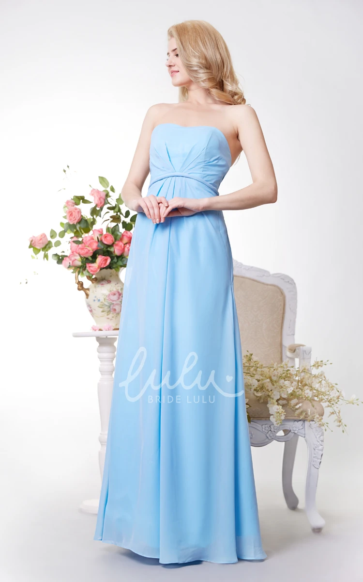 Strapless Chiffon Evening Dress with Open Back and Flowy Skirt