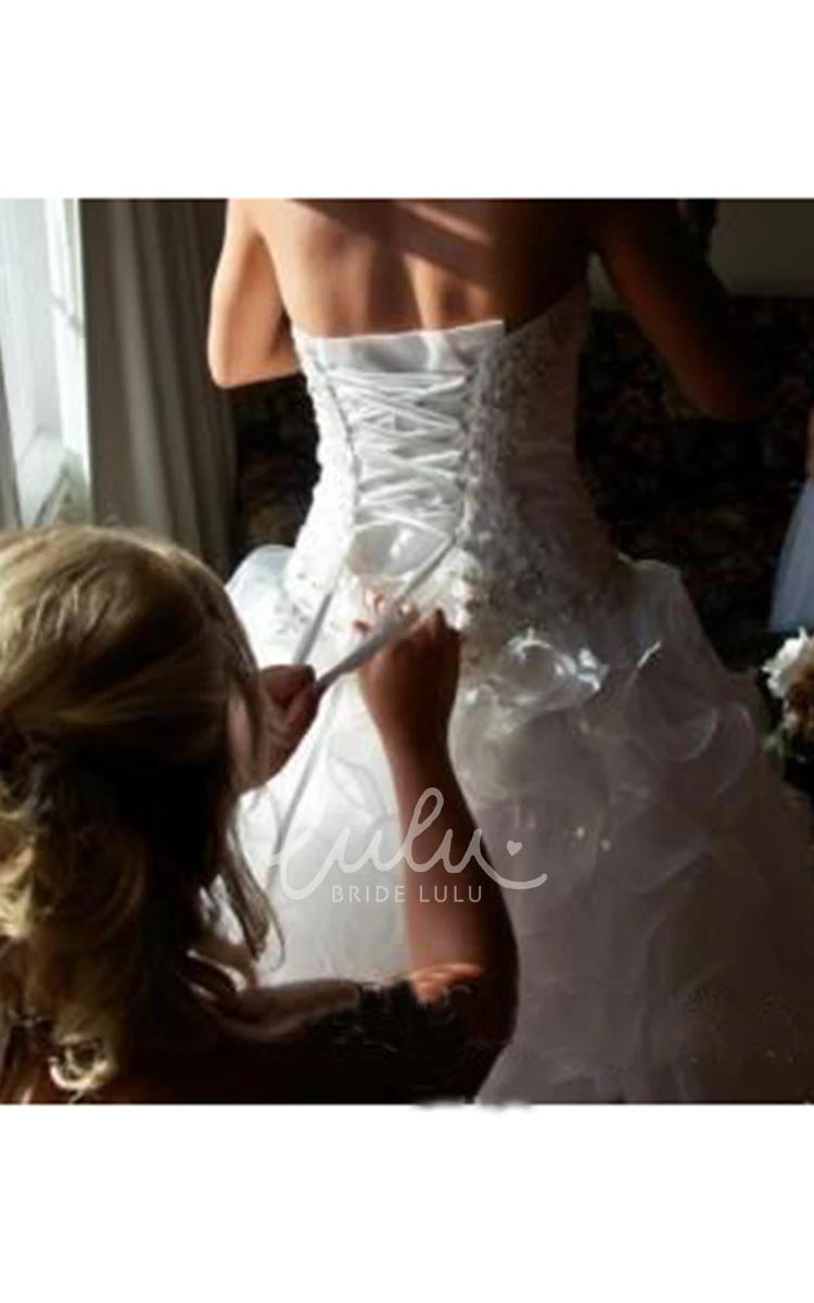 Organza Sweetheart Ball Gown Wedding Dress with Lace-Up Corset Back