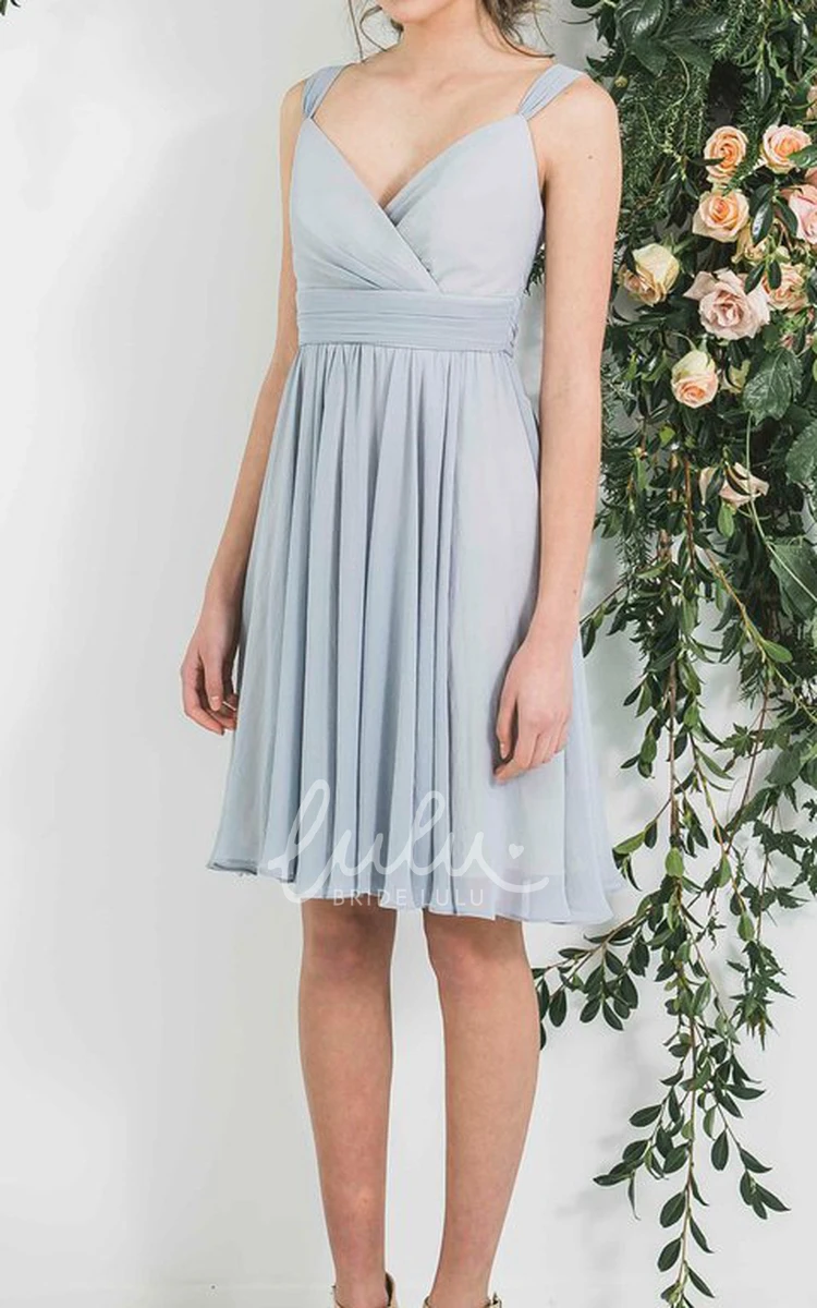 Mini Pleated Sleeveless Bridesmaid Dress with Straps